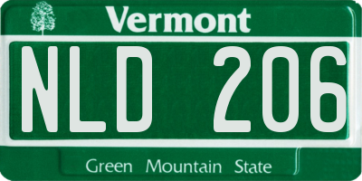 VT license plate NLD206
