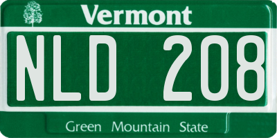 VT license plate NLD208