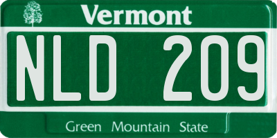 VT license plate NLD209