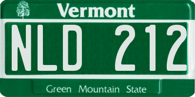 VT license plate NLD212