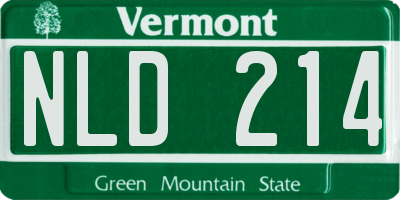VT license plate NLD214