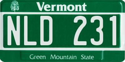 VT license plate NLD231