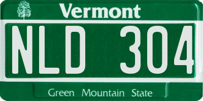 VT license plate NLD304