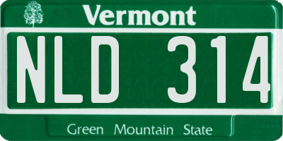 VT license plate NLD314