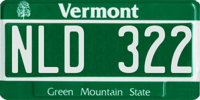 VT license plate NLD322