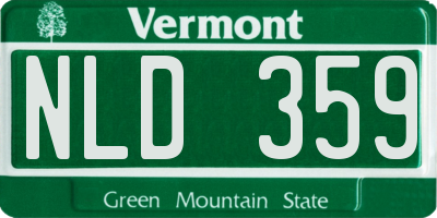 VT license plate NLD359