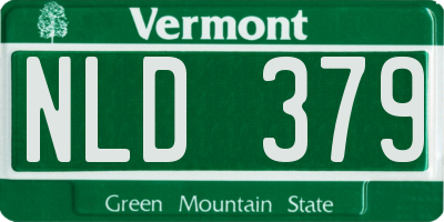 VT license plate NLD379