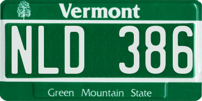 VT license plate NLD386