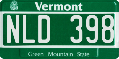 VT license plate NLD398
