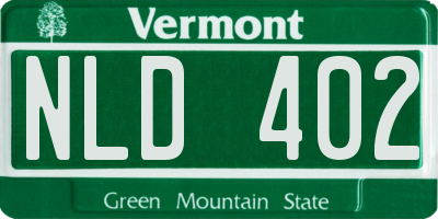 VT license plate NLD402