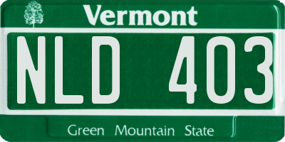 VT license plate NLD403