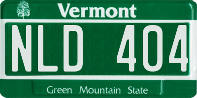 VT license plate NLD404