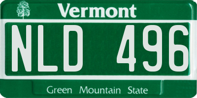 VT license plate NLD496
