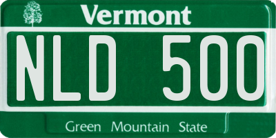 VT license plate NLD500