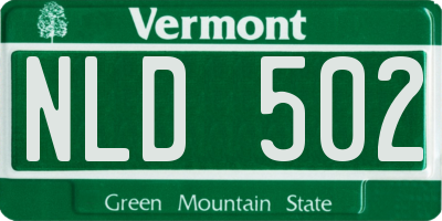 VT license plate NLD502