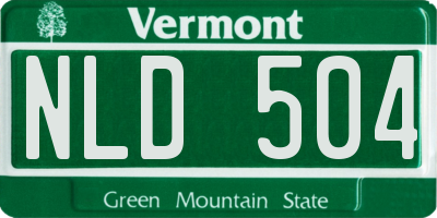 VT license plate NLD504
