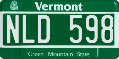 VT license plate NLD598