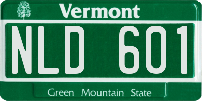 VT license plate NLD601