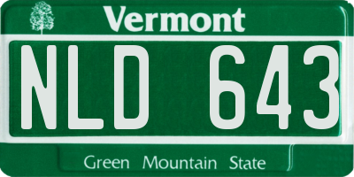 VT license plate NLD643