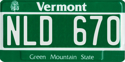 VT license plate NLD670