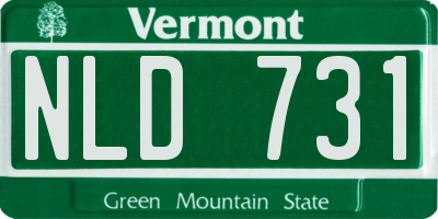 VT license plate NLD731