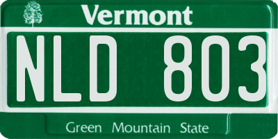 VT license plate NLD803