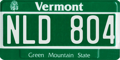 VT license plate NLD804