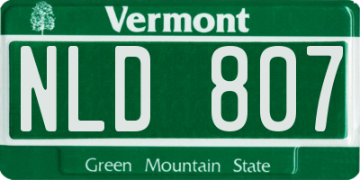 VT license plate NLD807