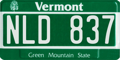 VT license plate NLD837