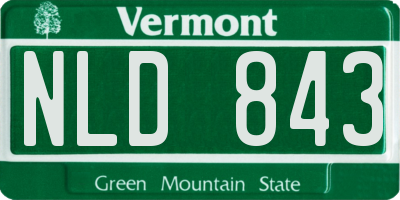 VT license plate NLD843