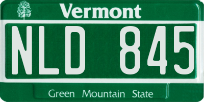 VT license plate NLD845