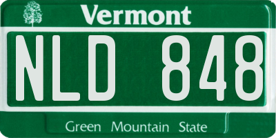 VT license plate NLD848