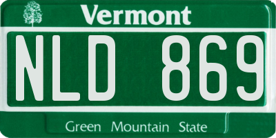 VT license plate NLD869