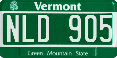 VT license plate NLD905