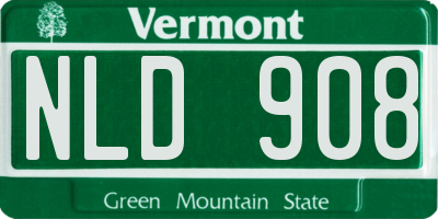 VT license plate NLD908
