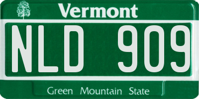 VT license plate NLD909