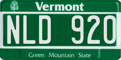 VT license plate NLD920