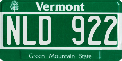 VT license plate NLD922