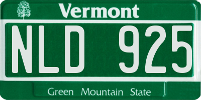 VT license plate NLD925