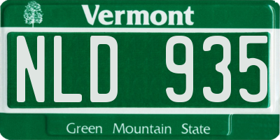 VT license plate NLD935