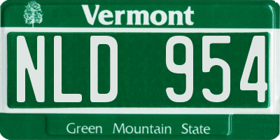 VT license plate NLD954