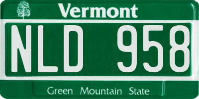 VT license plate NLD958
