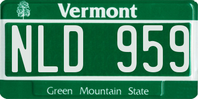 VT license plate NLD959