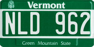 VT license plate NLD962