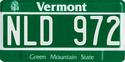 VT license plate NLD972