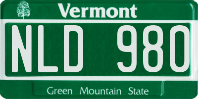 VT license plate NLD980