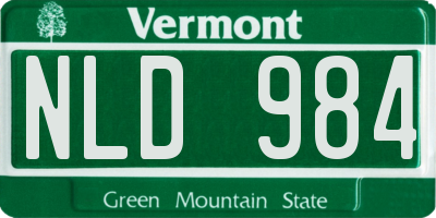 VT license plate NLD984