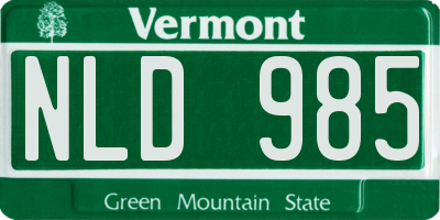 VT license plate NLD985