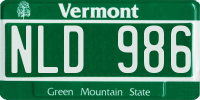 VT license plate NLD986