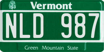VT license plate NLD987